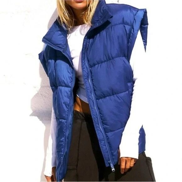 FP Movement Free People Womens Size Large In A Bubble Puffer Vest Blue NEW - Picture 13 of 15